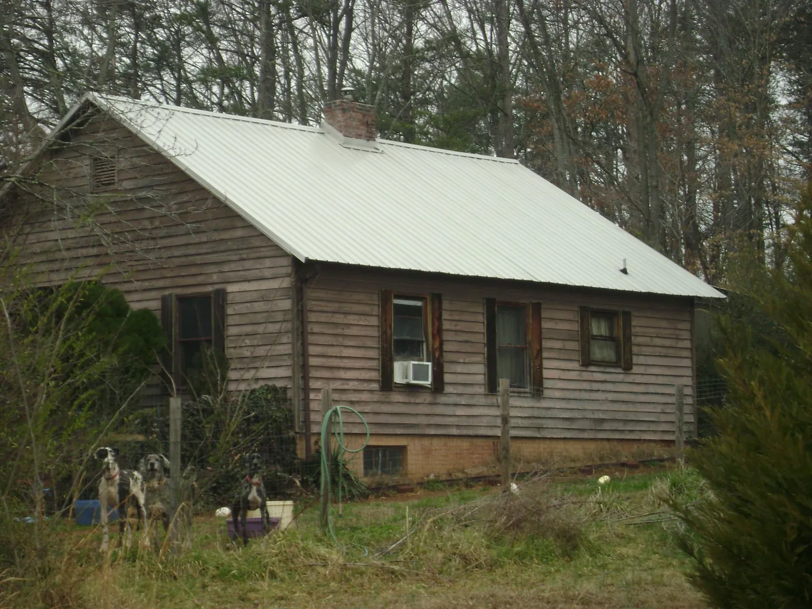 White metal roof on an old wood sided farmhouse, from a Asphalt Shingle Roof Repair job in New Woodstock